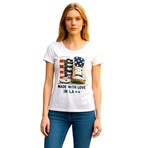 Rockstars & Angels Chuck Graphic Print Tee Shirt Women Color White Size L